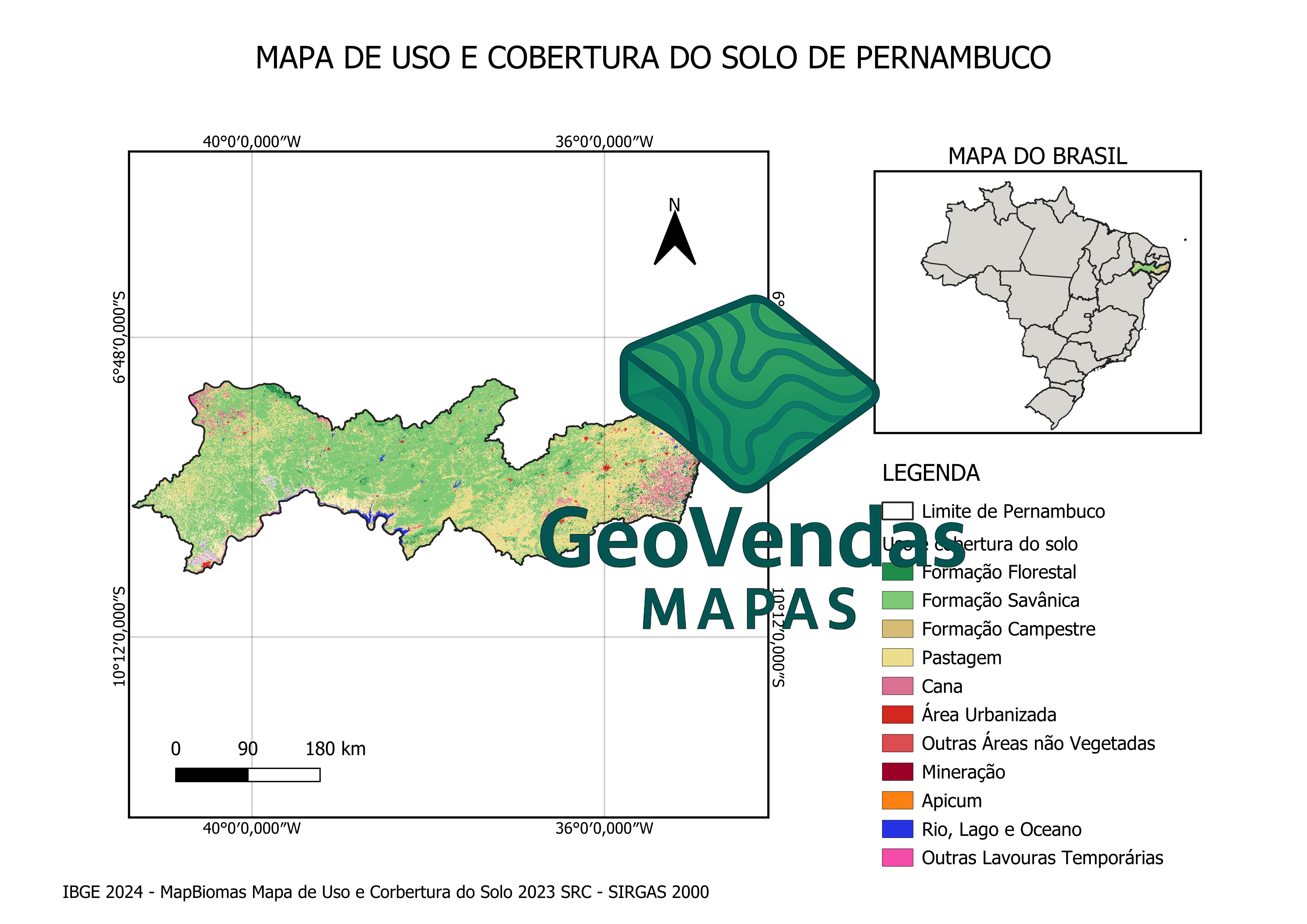 Mapa de Uso e Cobertura do Solo de Pernambuco